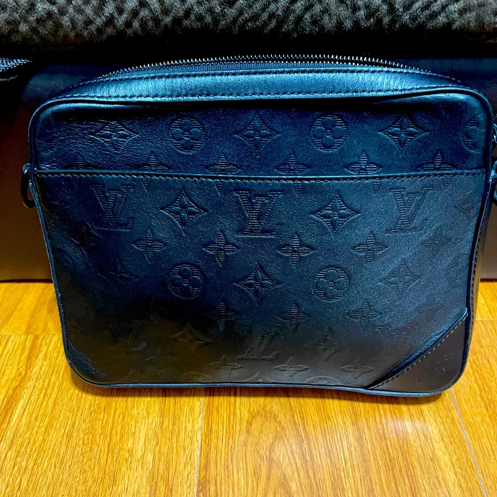 Louis Vuitton Monogram Embossed Shadow Duo Messenger with coin pouch.